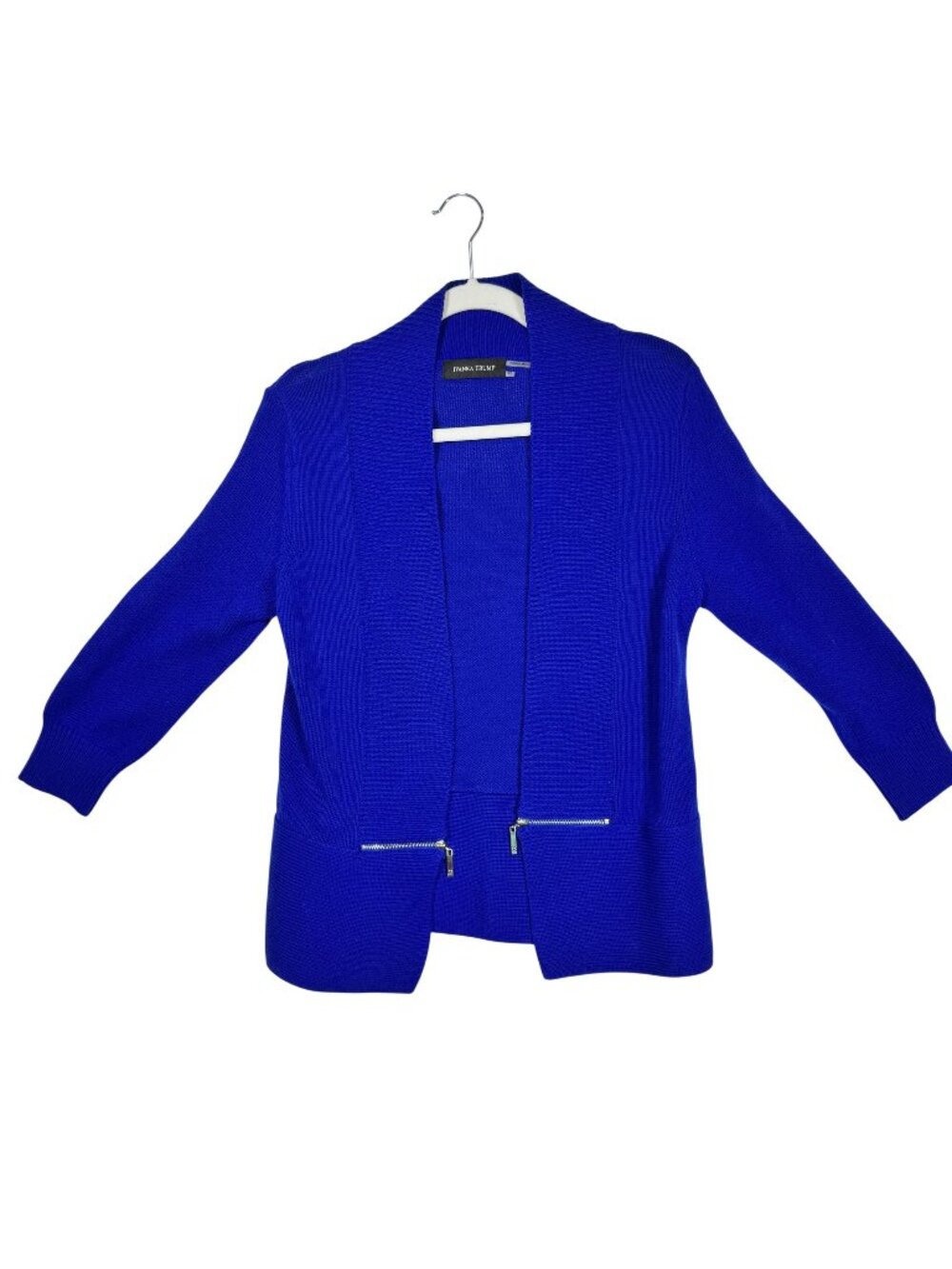 Ivanka Trump Womens Open Front Cardigan With Zipper Detail - Medium Cobalt Blue